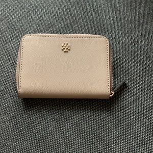 Tory Burch Taupe Zip Wallet/Coin Purse
